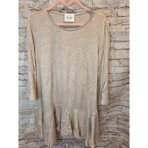 Ella Mara Womens Tunic Top 3/4 Sleeve Ruffled Bottom Scoop Neck Size Medium